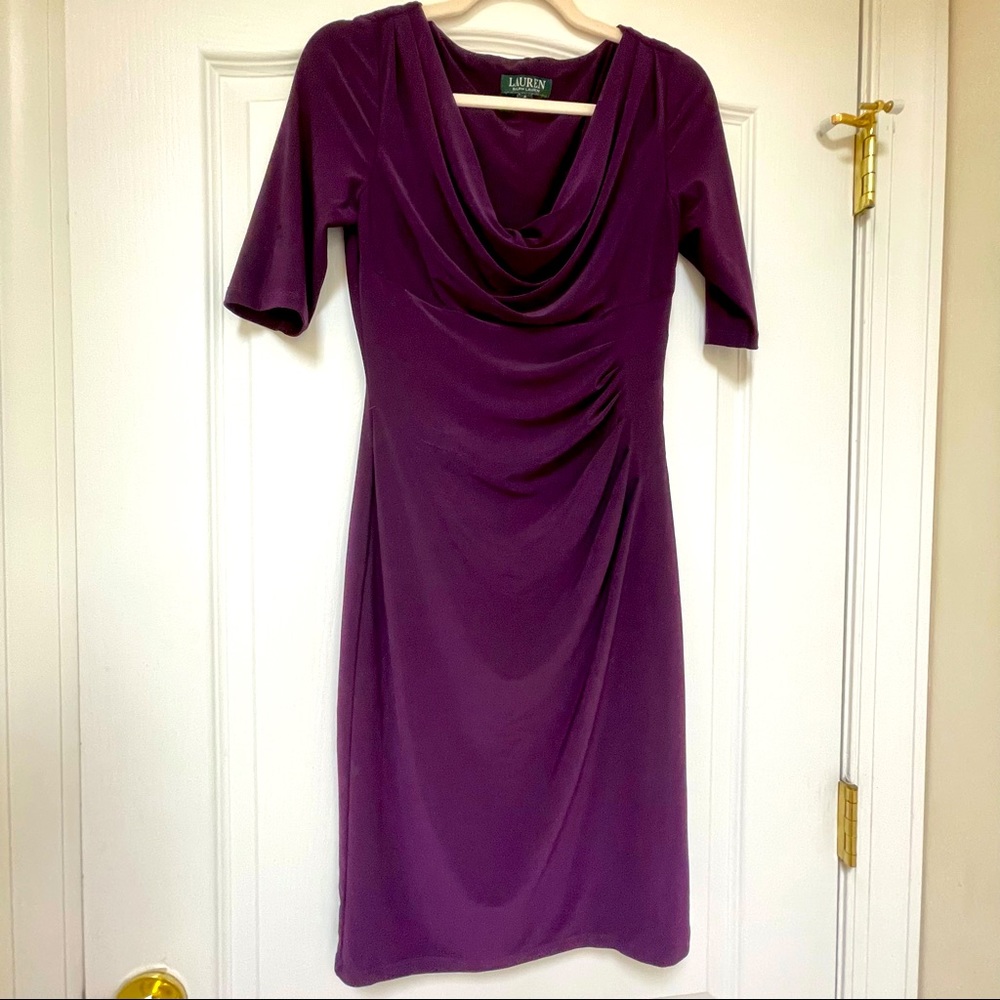 Ralph Lauren Purple Cowl Neck Dress